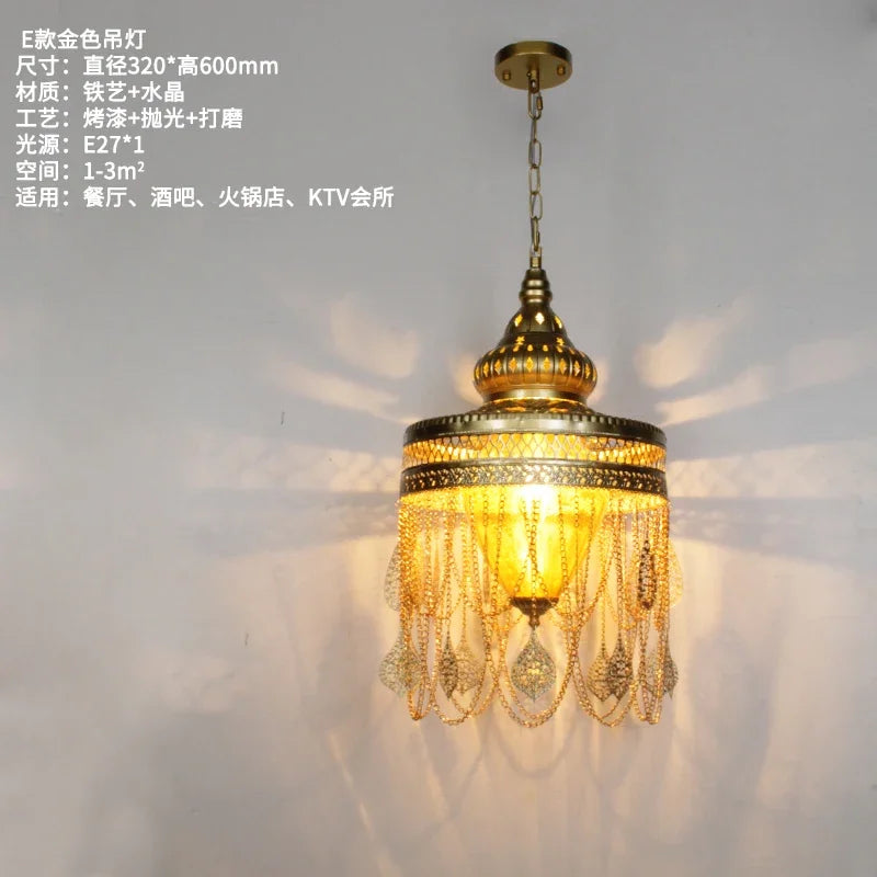 Afralia™ Bohemian Crystal Pendant Lights LED E27 Gold/Black Cafe Bar Decor