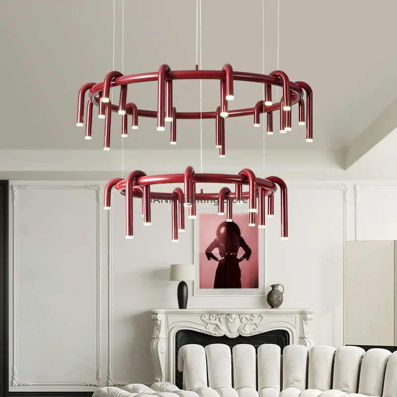 Afralia™ Circular Ring Pendant Lights - LED Chandelier for Home Living Room & Restaurant