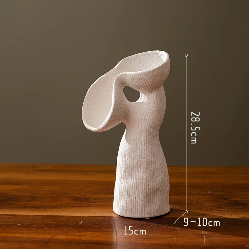 Afralia™ Ceramic Geometric Vase - Modern Stoneware Abstract Flower Arrangement Home Decor