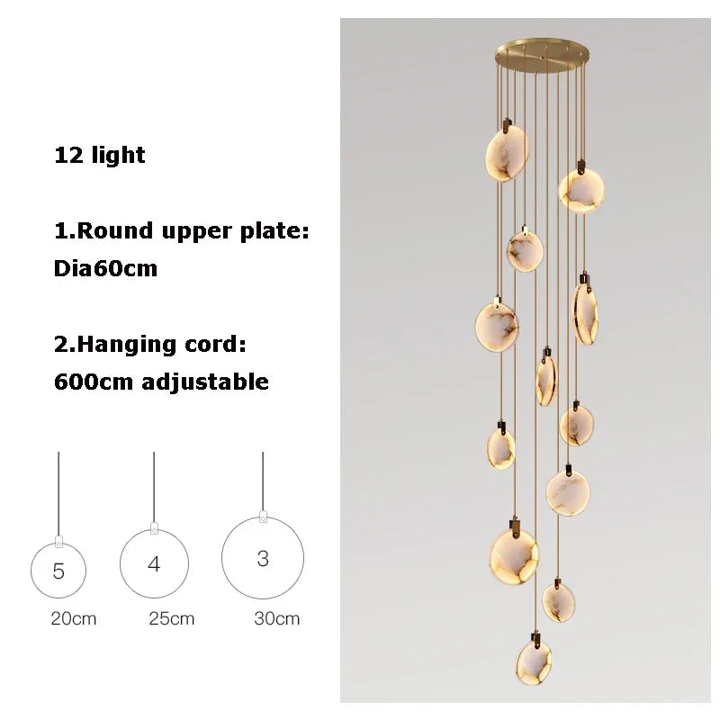 Afralia™ Gold Marble Design Chandelier Lighting for Home Decor