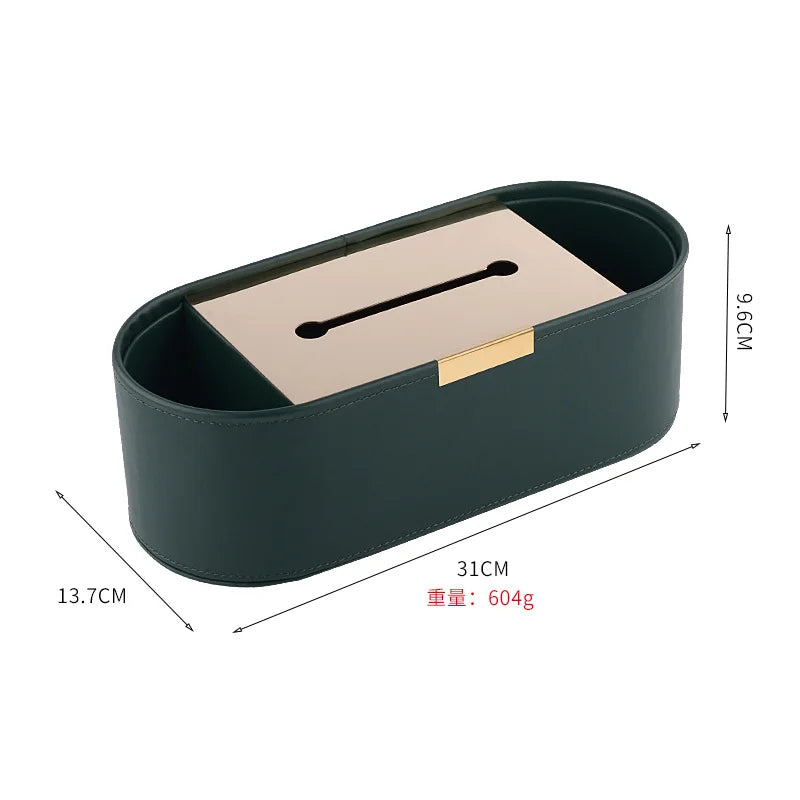 Afralia™ Luxury Leather Tissue Box & Desktop Organizer - High-end Home Decor