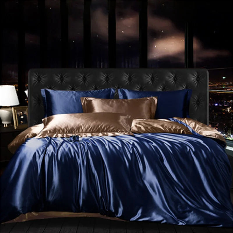 Afralia™ Mulberry Silk-blend Satin Duvet Cover Set for King & Queen Beds