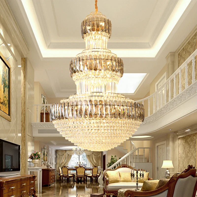 Afralia™ Luxury Crystal Chandelier for Villa Duplex, Hotel Lobby, and Restaurant