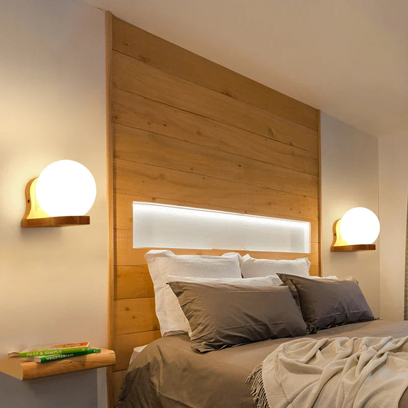 Afralia™ LED Wooden Wall Lamp for Modern Bedroom Decor