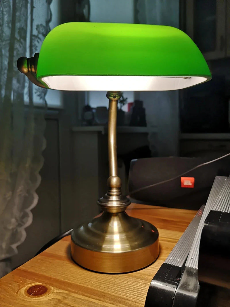 Afralia™ Retro G9 Mini Green Glass Table Lamp for Office, Library, and Living Room