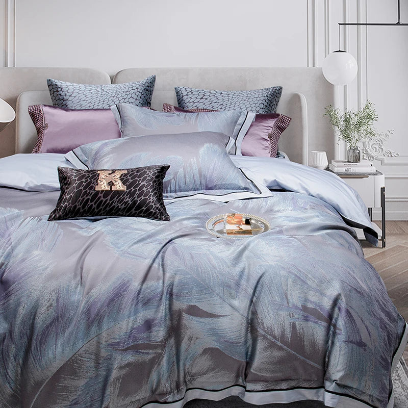 Afralia™ 1500TC Egyptian Cotton Silk Jacquard Bedding Set for Queen King Beds