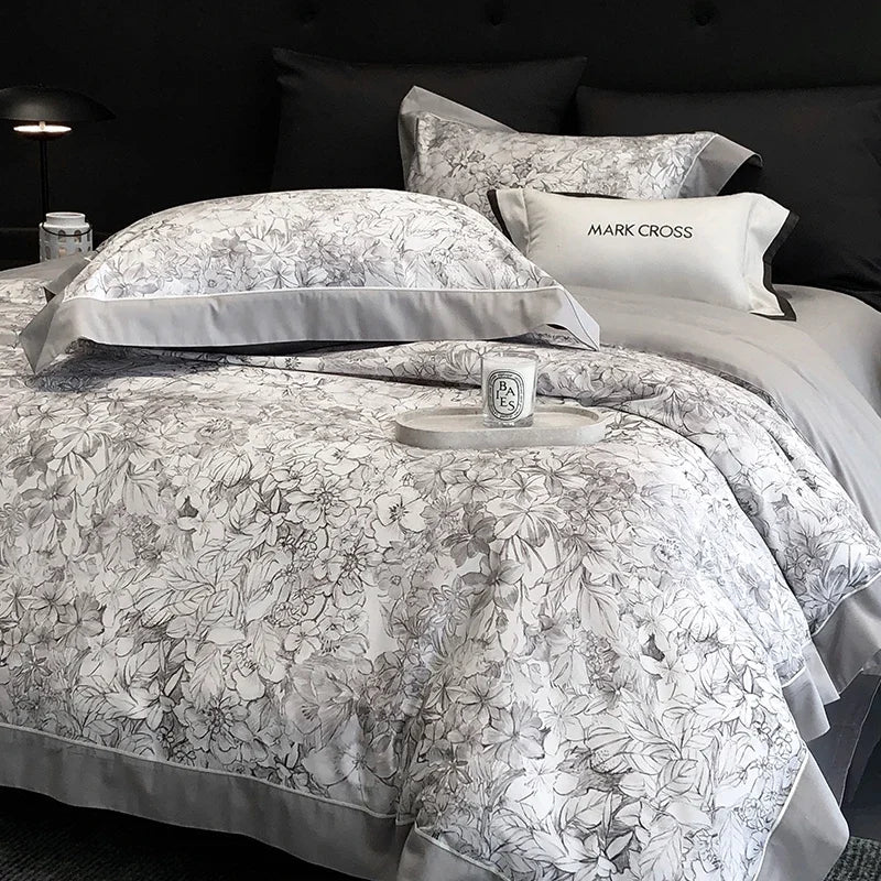Afralia™ Egyptian Cotton Bedding Sets Queen King Ru Size Bed Linens