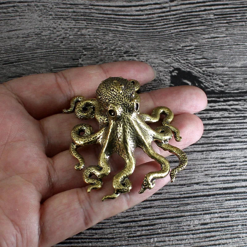 Afralia™ Brass Octopus Sculpture: Golden Metal Home Decor Figurine