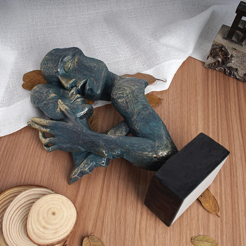 Afralia™ Loving Couple Resin Statue for Interior Decor and Valentine's Day Gift