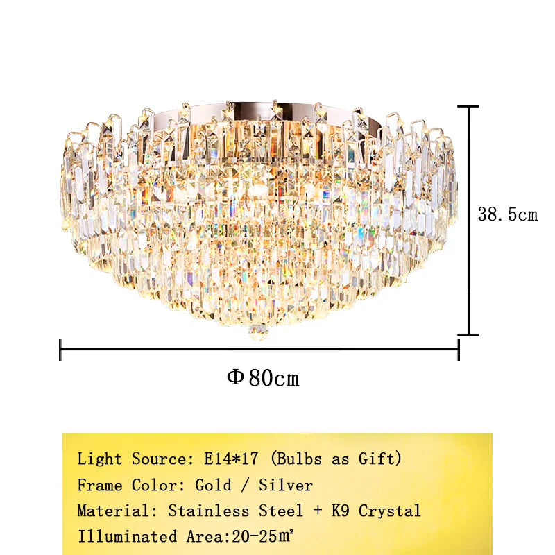 Afralia™ Crystal Pendant Chandelier LED Hanging Lamp for Luxury Living Room Decor