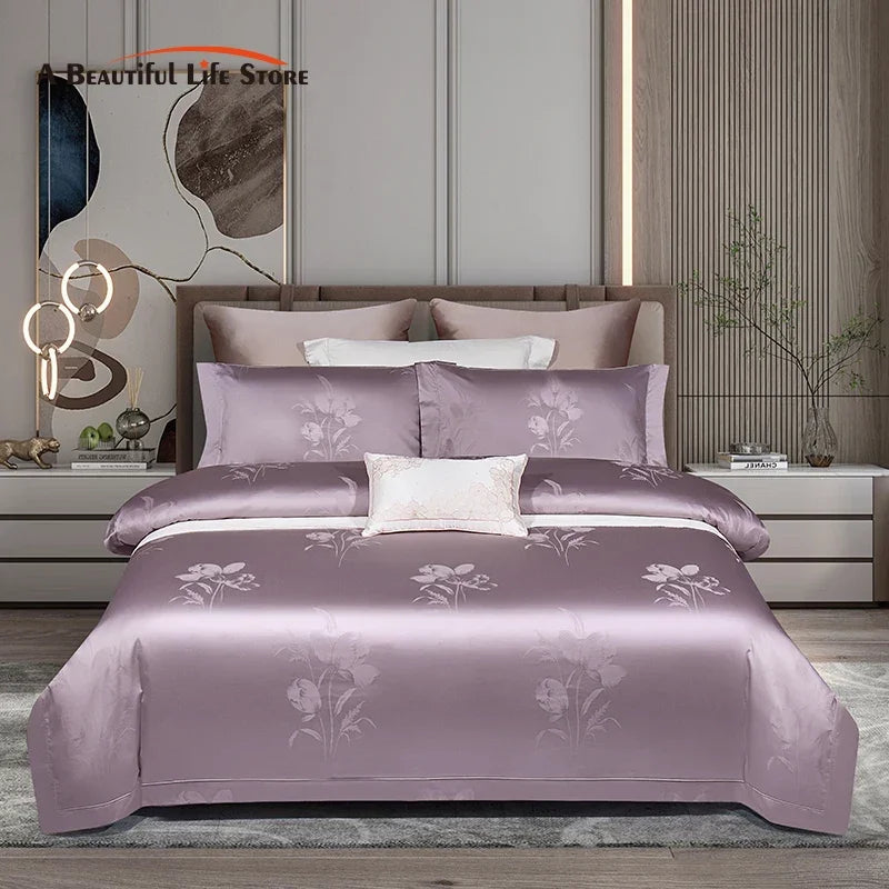 Afralia™ Luxury Egyptian Cotton Jacquard Bedding Set, Silky Soft Queen Size, 1400TC