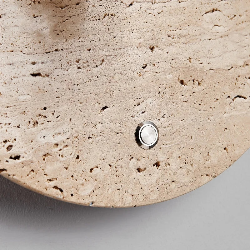Afralia™ LED Wall Light Fixtures Bedroom Modern Button Switch Yellow Travertine White Iron Bedside Lamp