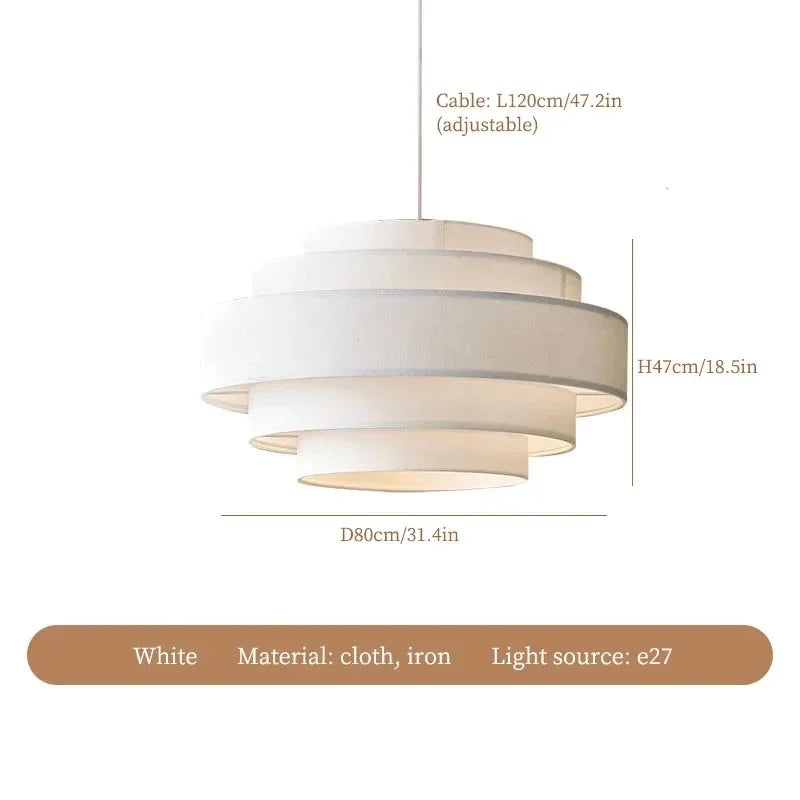 Cream Fabric Pendant Lamp, Mid Century Style - Afralia™ Living Room, Bedroom, Dining Room, Kitchen Island Décor