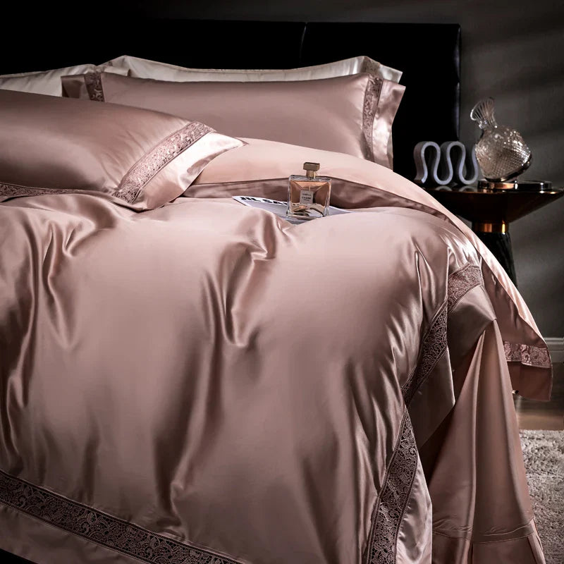 Afralia™ Damask Lyocell Cotton Bedding Set with Soft Silky Finish