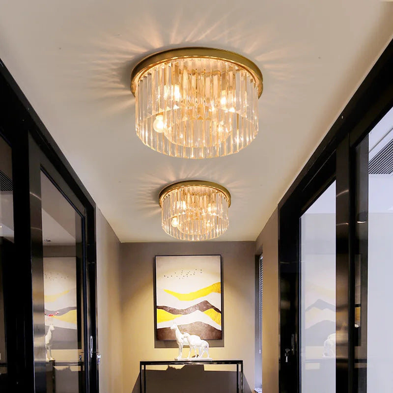 Afralia™ Crystal Flush Mount Ceiling Light for Elegant Home Decor