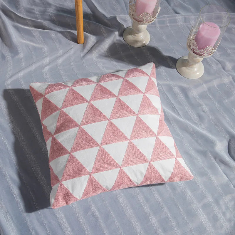 Afralia™ Cotton Flower Embroidered Geometry Pillowcase 45*45cm - Sofa Living Room Bedside Pillows