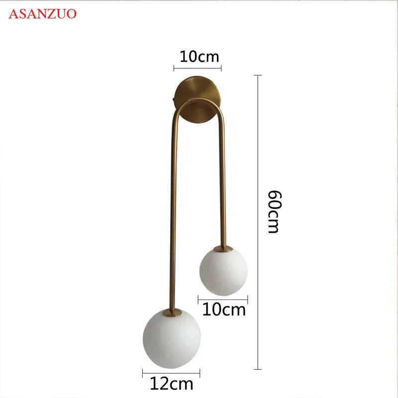 Afralia™ Brass Glass Ball Wall Sconce: LED Bedside Lamp for Bedroom, Hotel, Stair Decoration