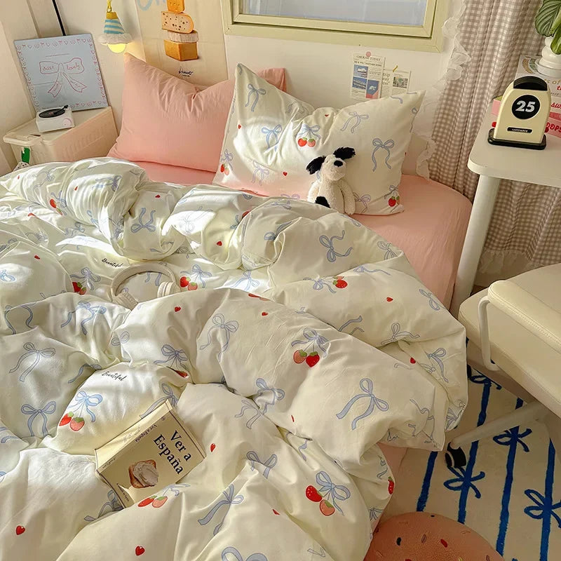 Afralia™ Cartoon Pattern Cotton Fitted Sheet Set – Soft & Cozy Bedding for Adults & Kids