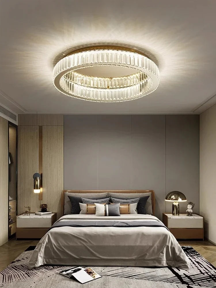 Afralia™ Crystal Circle LED Ceiling Chandelier for Modern Living Spaces