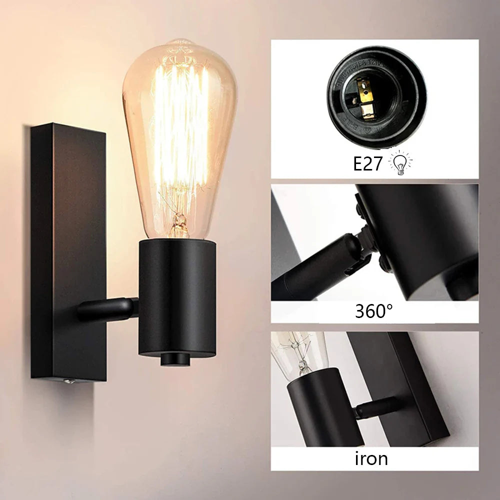 Afralia™ Nordic Retro E27 Wall Lamp Sconce for Bedroom and Living Room