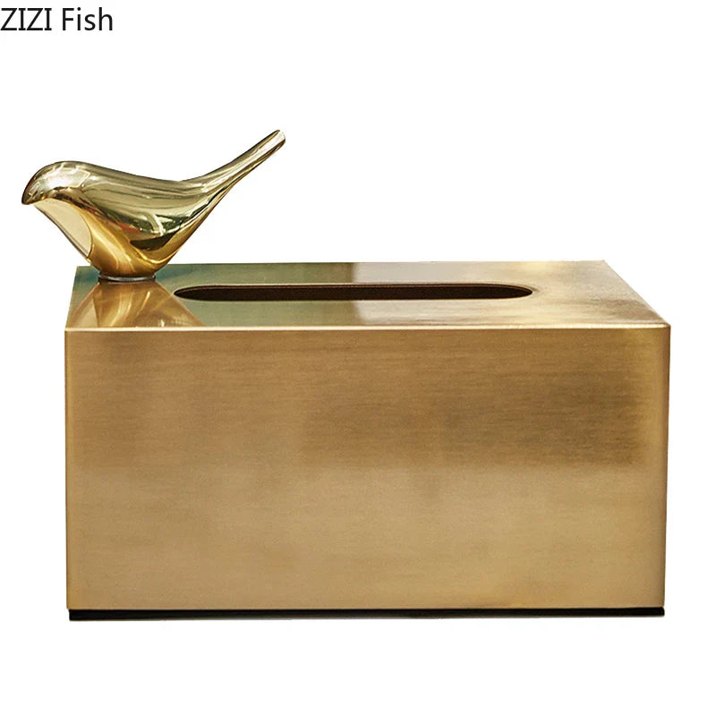 Afralia™ Brass Color Geometric Animal Tissue Box - Luxury Living Room Decor