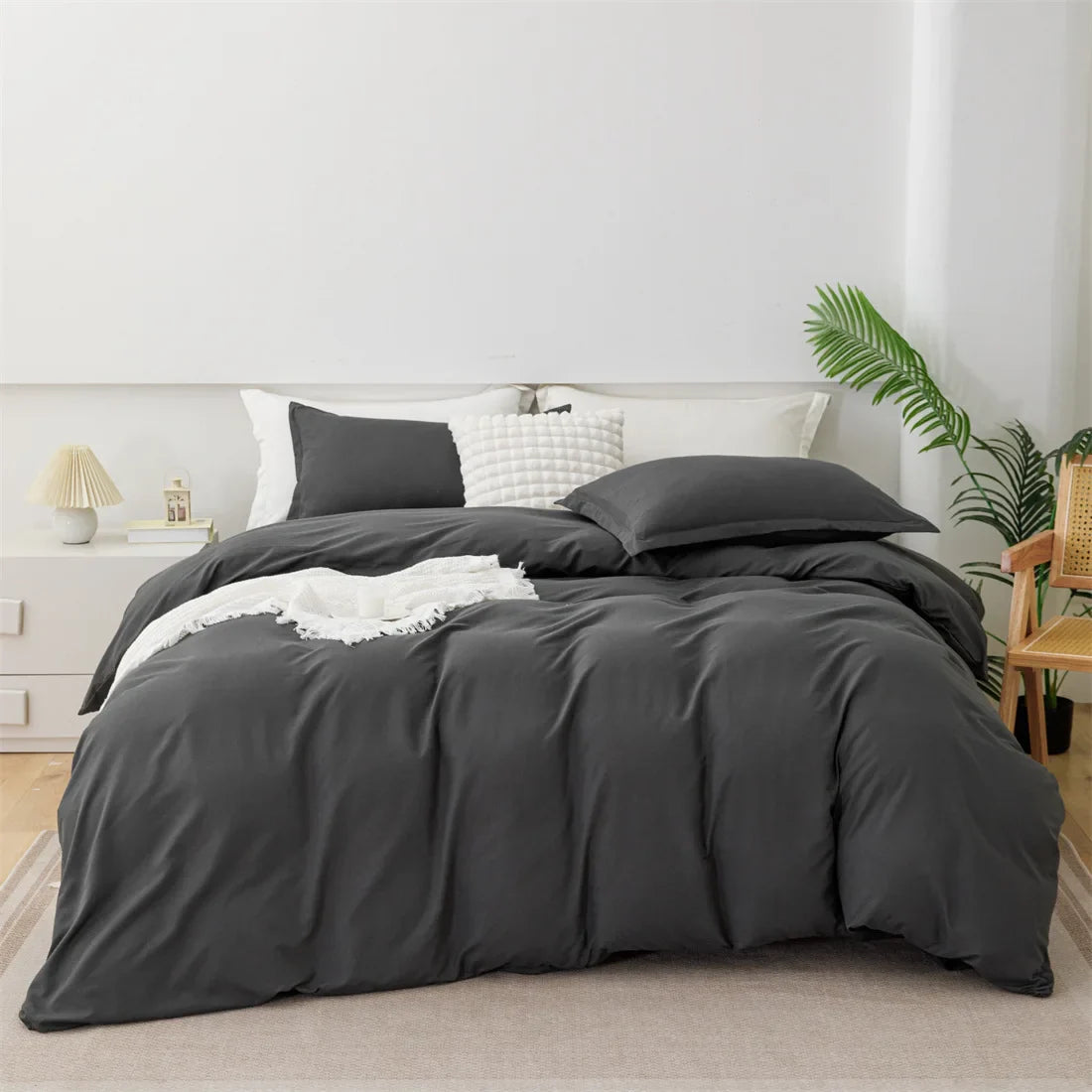Afralia™ Light Gray Luxury Duvet Cover Set with Sheet Pillowcases