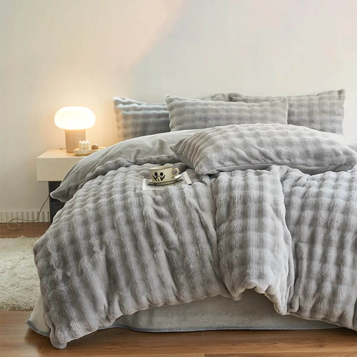 Afralia™ Shaggy Faux Fur Comforter Set - Cozy 3 Piece Bedding Ensemble