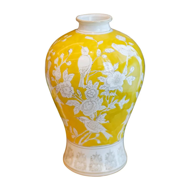 Afralia™ Blue White Porcelain Vase Retro Floral Arrangement Home Decor Ceramic Handicraft