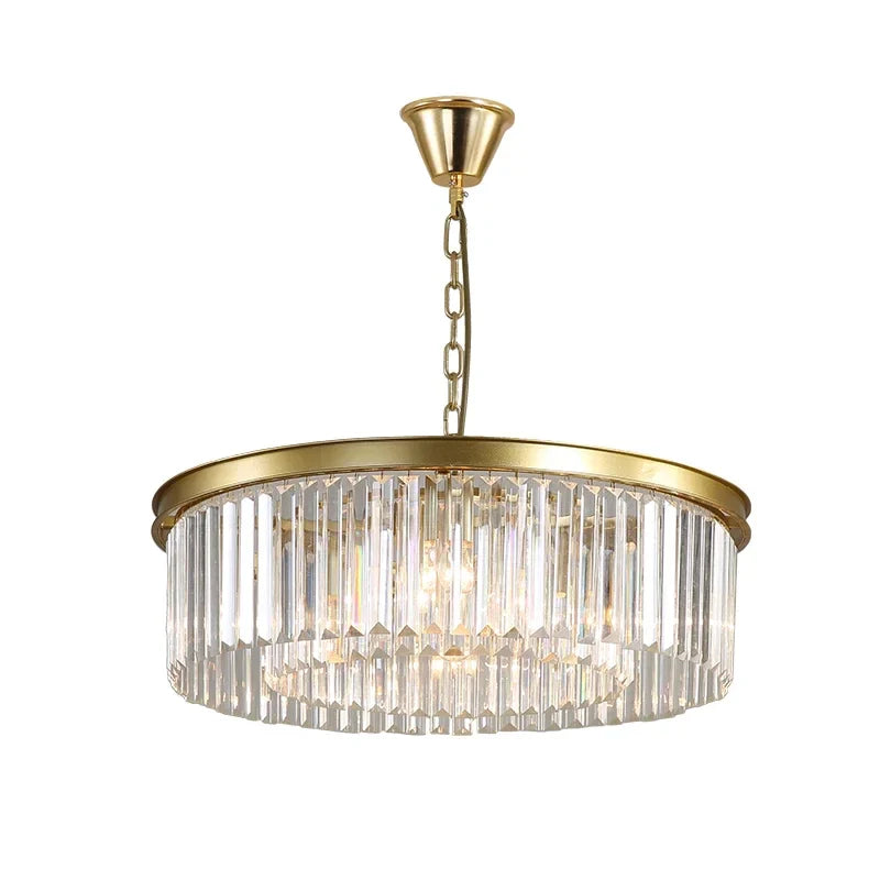 Afralia™ Gold Black Metal Crystal Pendant Lights Chain Hanging LED Suspension Lamp Fixtures