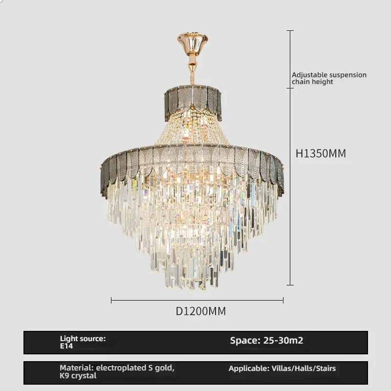 Afralia™ Crystal Chandelier: Luxurious Modern Living Room Villa Light Fixtures