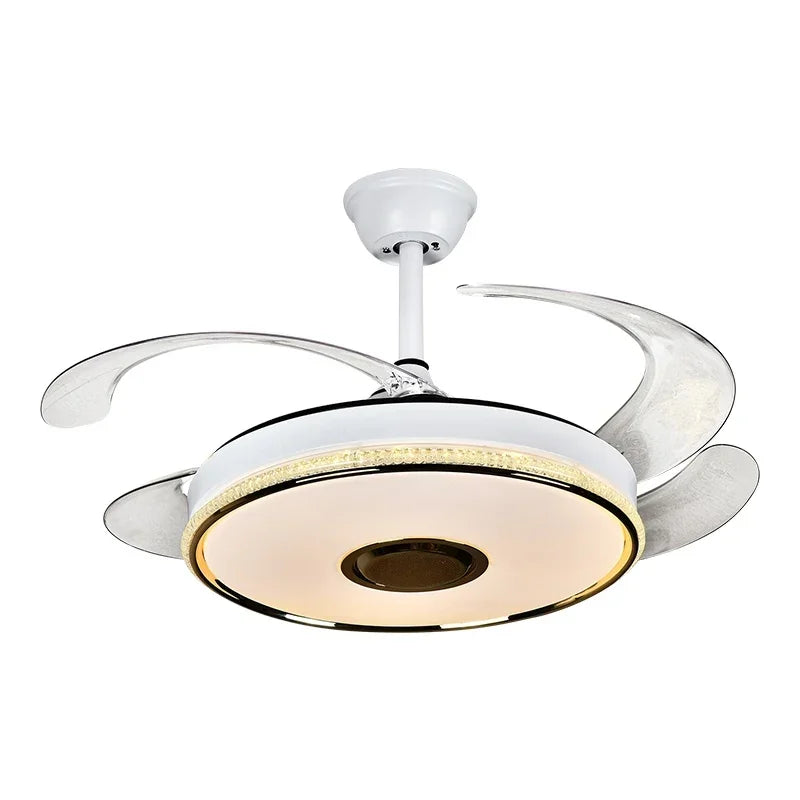 Afralia™ 90 Modern Ceiling Fan with Bluetooth Speaker, LED Light, and Remote Control