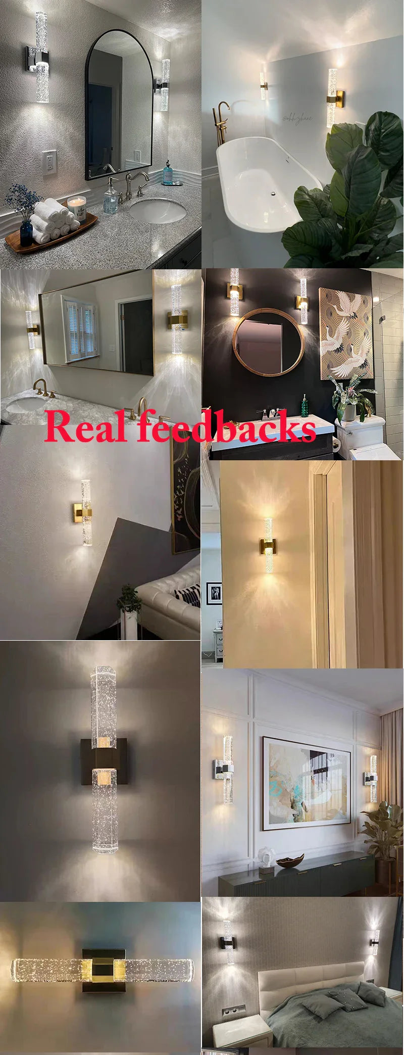 Afralia™ Bubble Crystal LED Wall Sconces for Bathroom Dresser Living Room Bedroom Mirrors