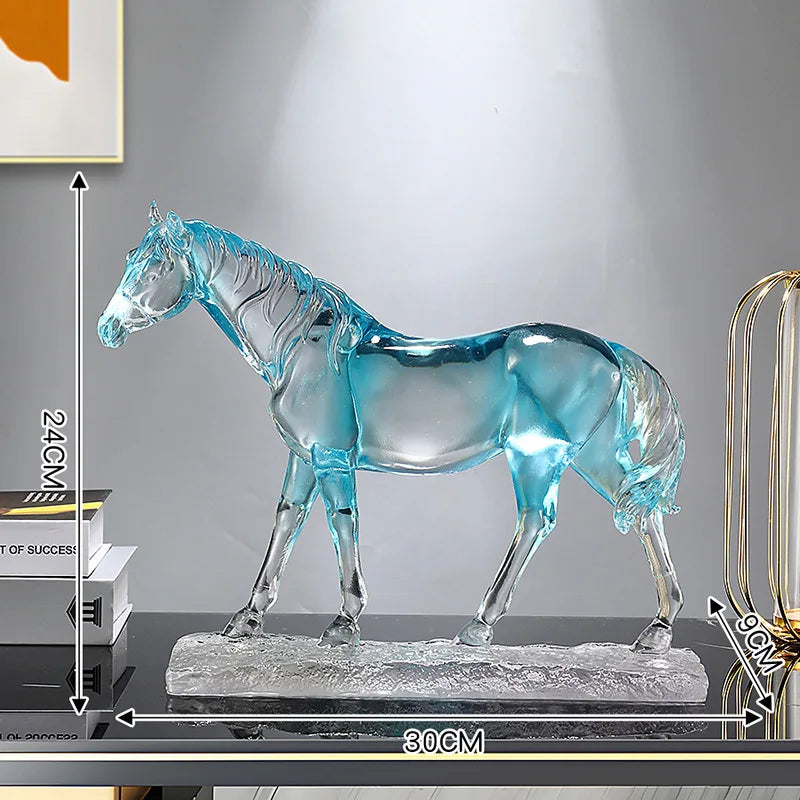 Afralia™ Horse Resin Ornament: Simulation Animal Sculpture, Transparent Colored Decor, Home Figurine
