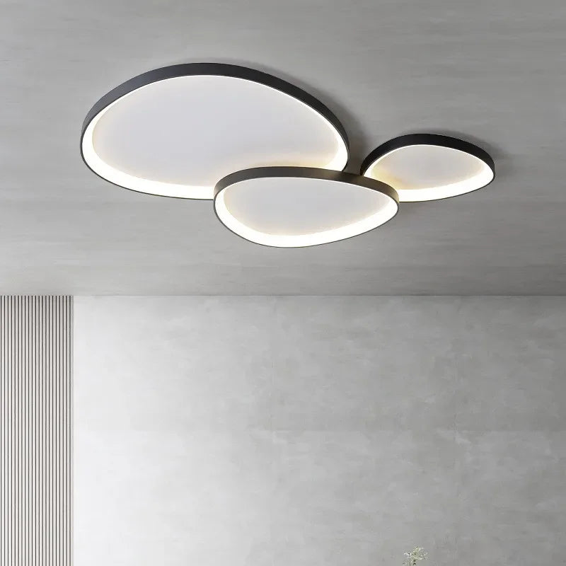 Afralia™ Nordic LED Ceiling Chandelier, Dimmable Black Stone Design for Living Room and Bedroom