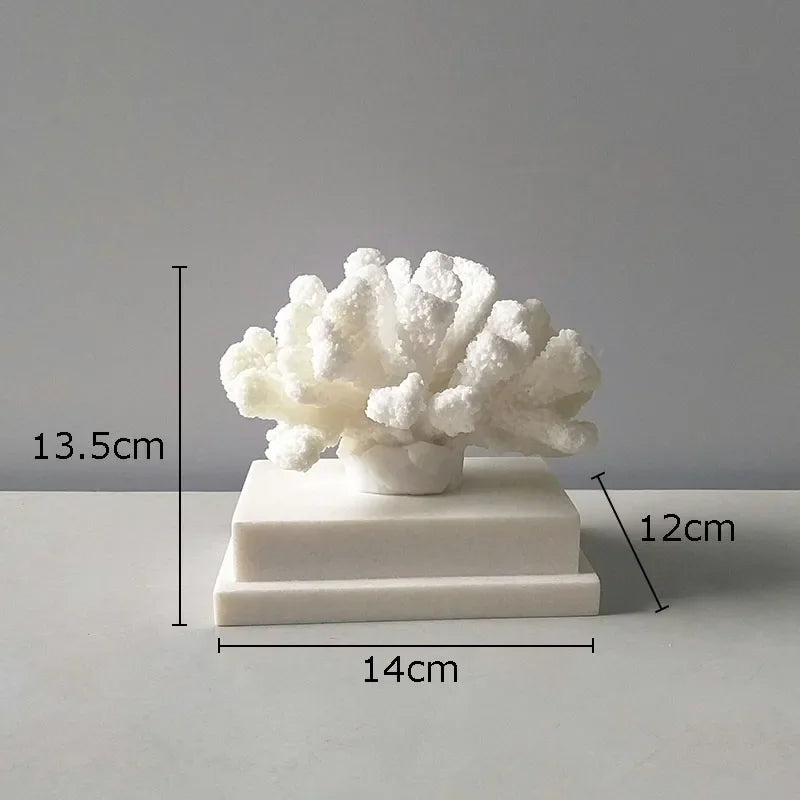 Afralia™ White Coral Resin Sculpture Modern Desk Decor Art Crafts Ornament