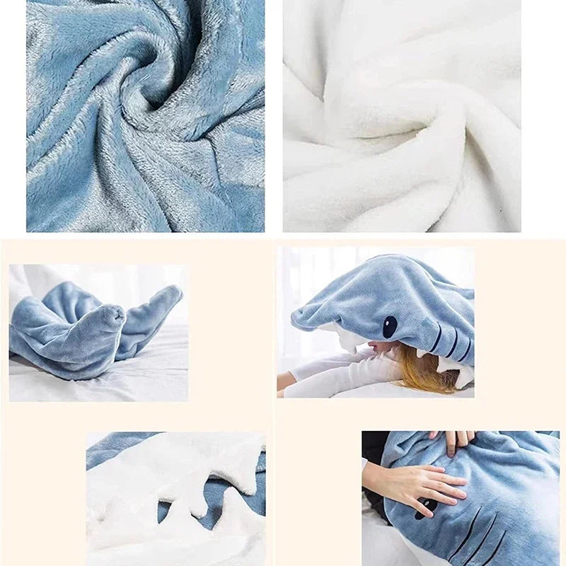 Afralia™ Cozy Shark Blanket: Soft Flannel, Thicken, Warm Lap Sleeping Bag Pyjamas