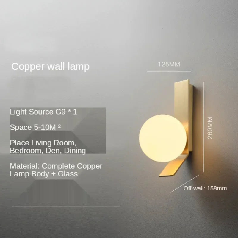 Afralia™ Glass Ball Wall Sconce: Modern Designer Bedside Lamp for Living Room, Bedroom, Hotel