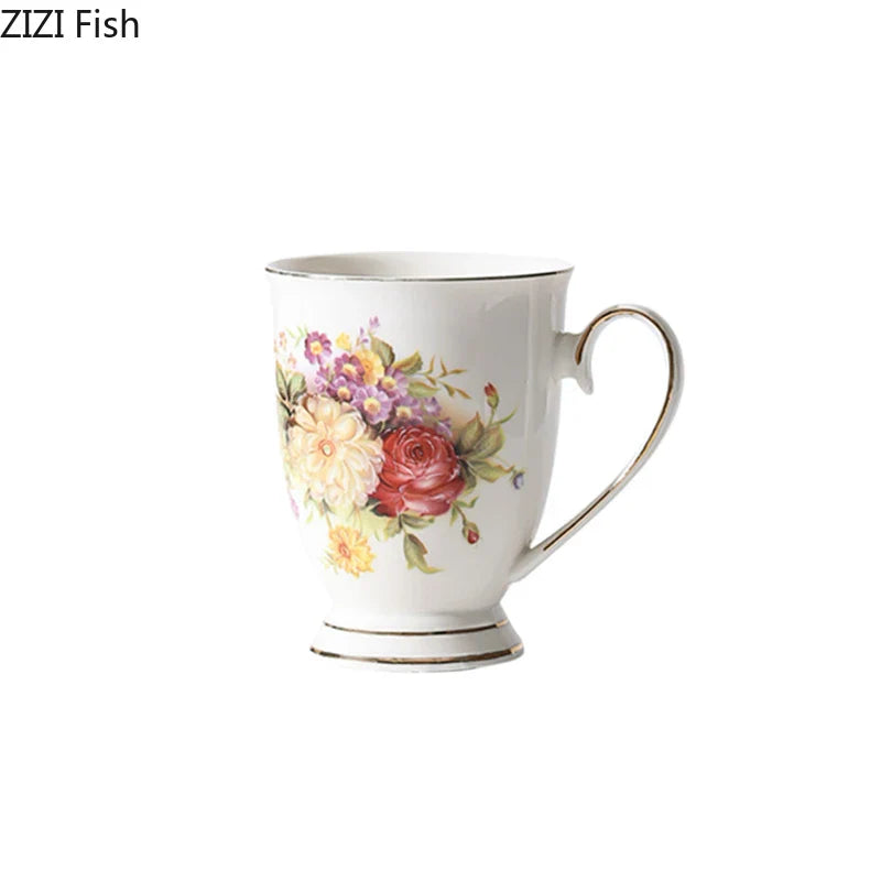 Afralia™ Elegant Floral Ceramic Cup & Saucer Set