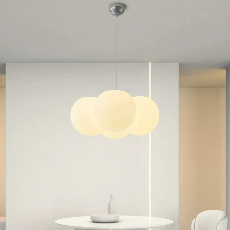 Afralia™ Glass Ball Milky White Chandelier for Home Decor Fixture