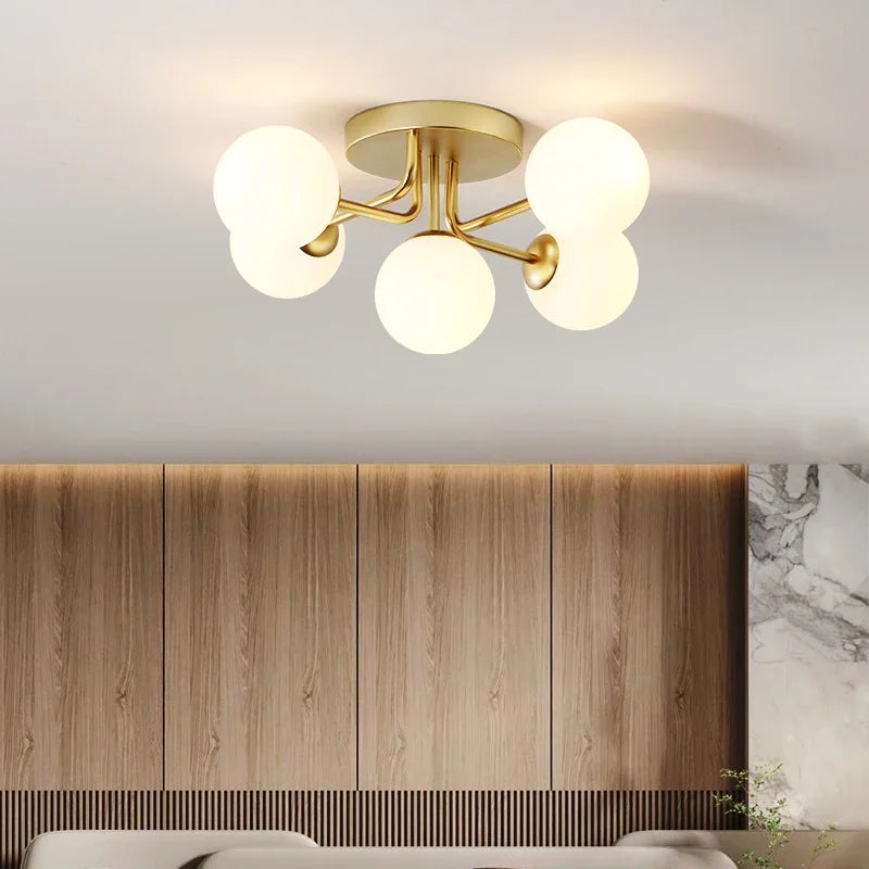 Afralia™ Gold Glass Ceiling Lamp. Modern Round Corrugated Design for Bedroom, Living Room, Cloakroom.