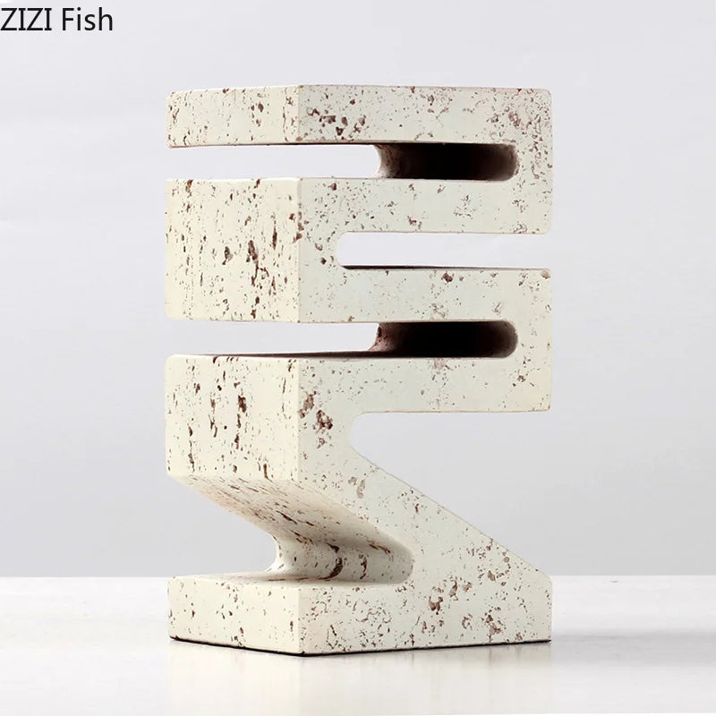 Afralia™ Modern Geometric Resin Sculpture Desk Decoration for Aesthetic Room Decor