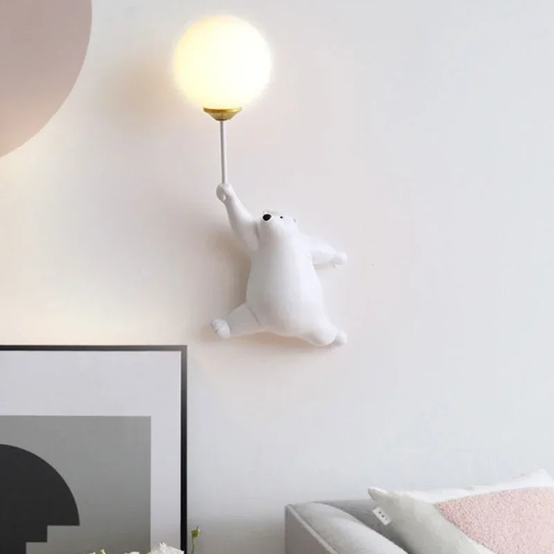 Afralia™ Kids Bear Wall Light Moon Decor for Girl Bedroom