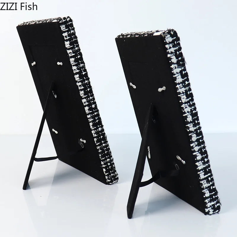 Afralia™ 6x7 Inch Fabric Framed Portrait Photo Frame for TV Cabinet Decor