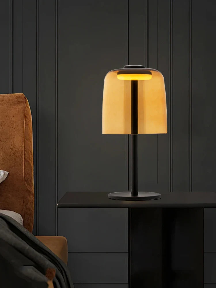 Afralia™ Glass Mushroom Table Lamp Luxury Minimalist Desk Light Nightstand Decor