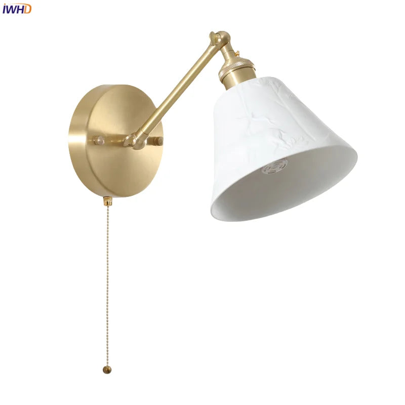 Afralia™ White Ceramic LED Wall Sconce - Nordic Copper Minimalist Sconce Light for Home Decor