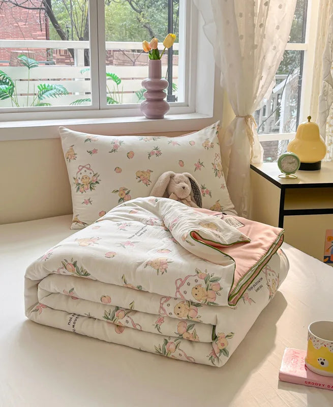 Afralia™ Cartoon Printed Summer Lightweight Cooling Blanket for Kids and Students.