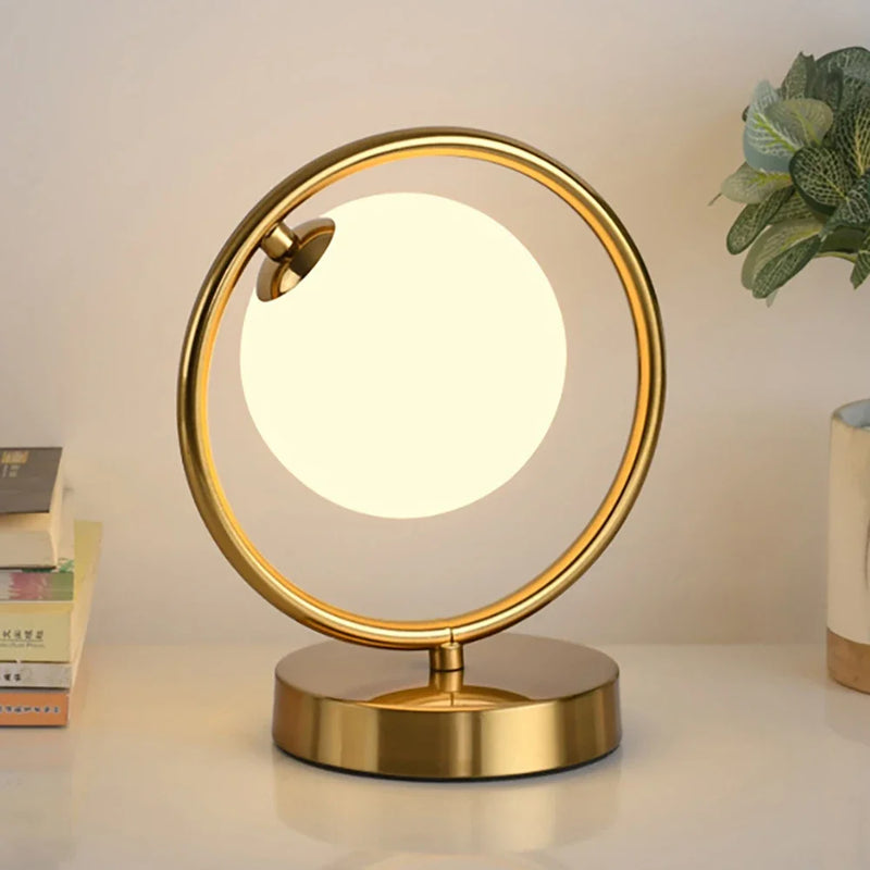 Afralia™ Modern LED Table Lamp - Nordic Creative Brass Glass Desk Light for Dining and Living Room