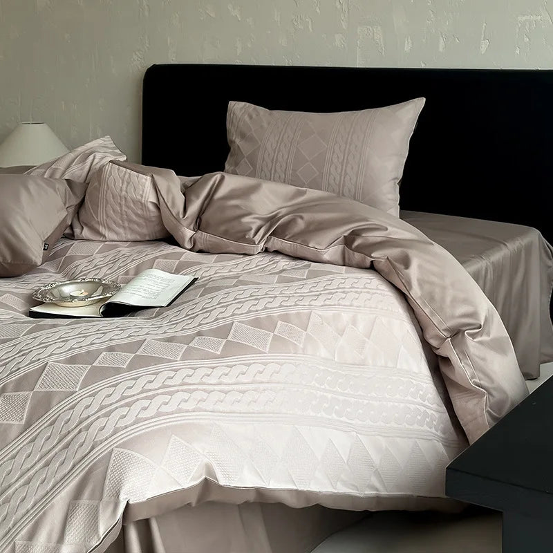 Afralia™ Luxury 100S Pure Cotton Jacquard Bedding Sets for Adults and Children