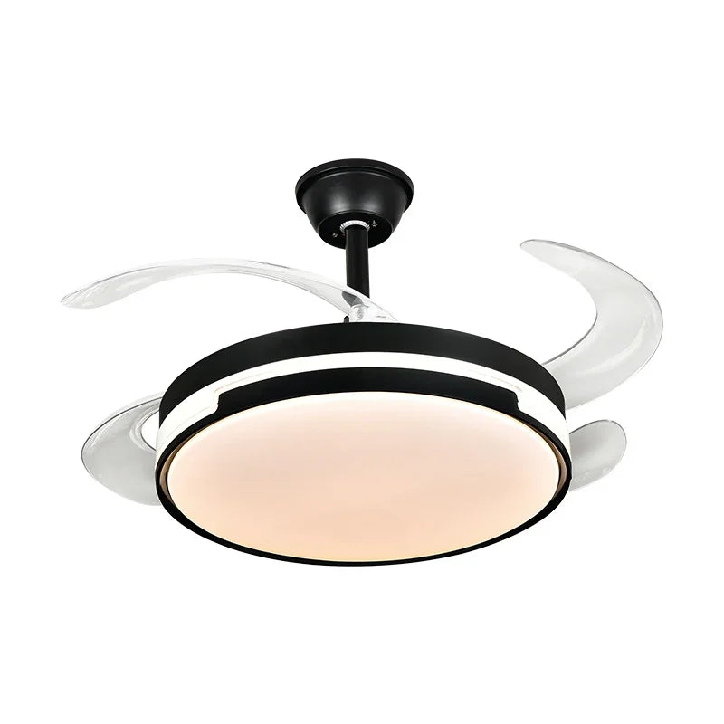 Afralia™ Luminous LED Fandelier Fan Invisible Ceiling Retractable Blades Remote Control