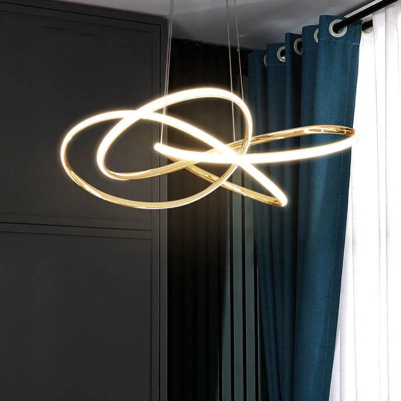 Afralia™ Geometric Line LED Chandelier for Modern Home Deco, Living Room, Dining, Bar & Shop